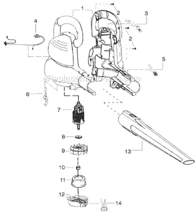 Page A Diagram and Parts List for WEB200  Weed Eater Leaf Blower / Vacuum